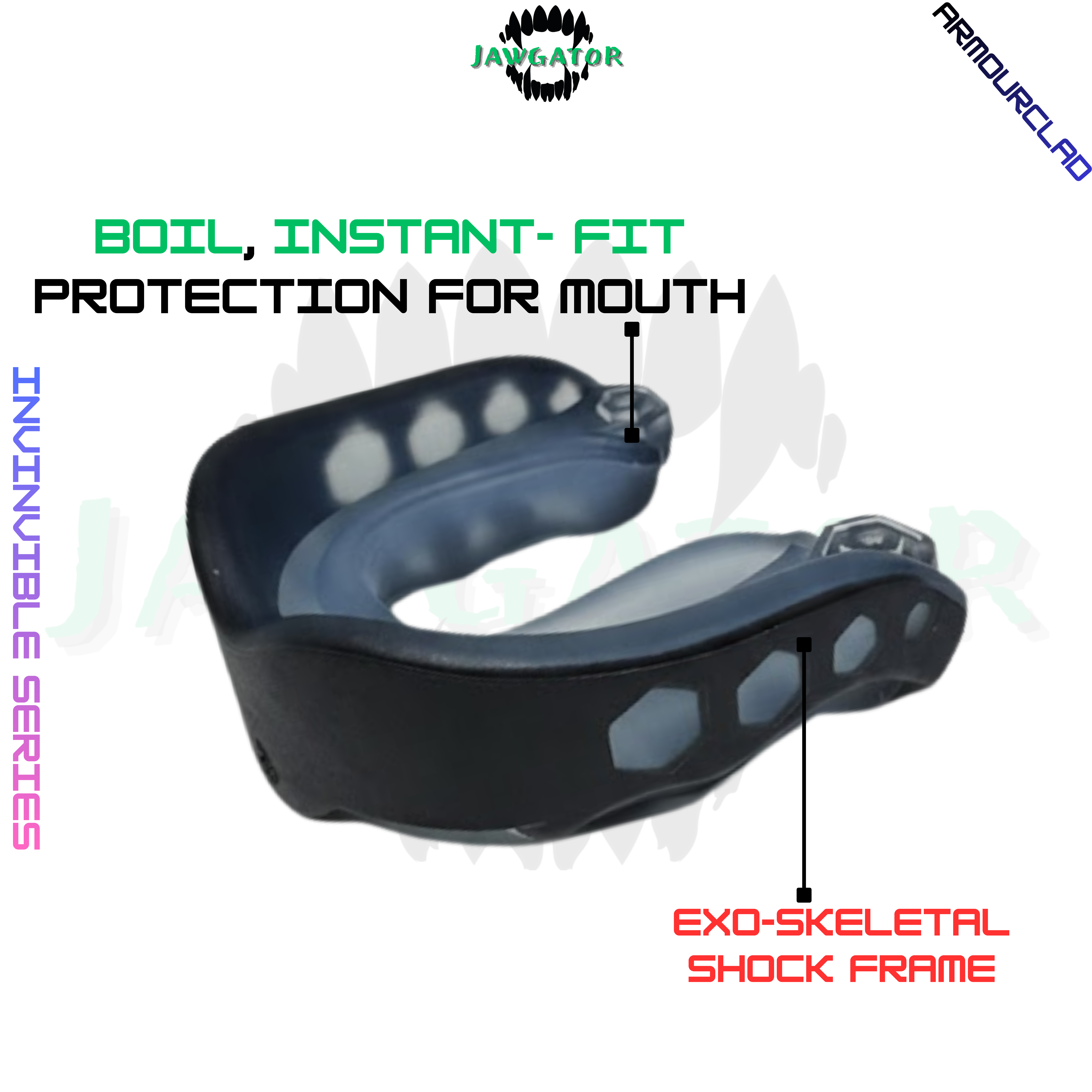 JAWGATOR ARMOUR CLAD - Invincible Mouthguard - Black