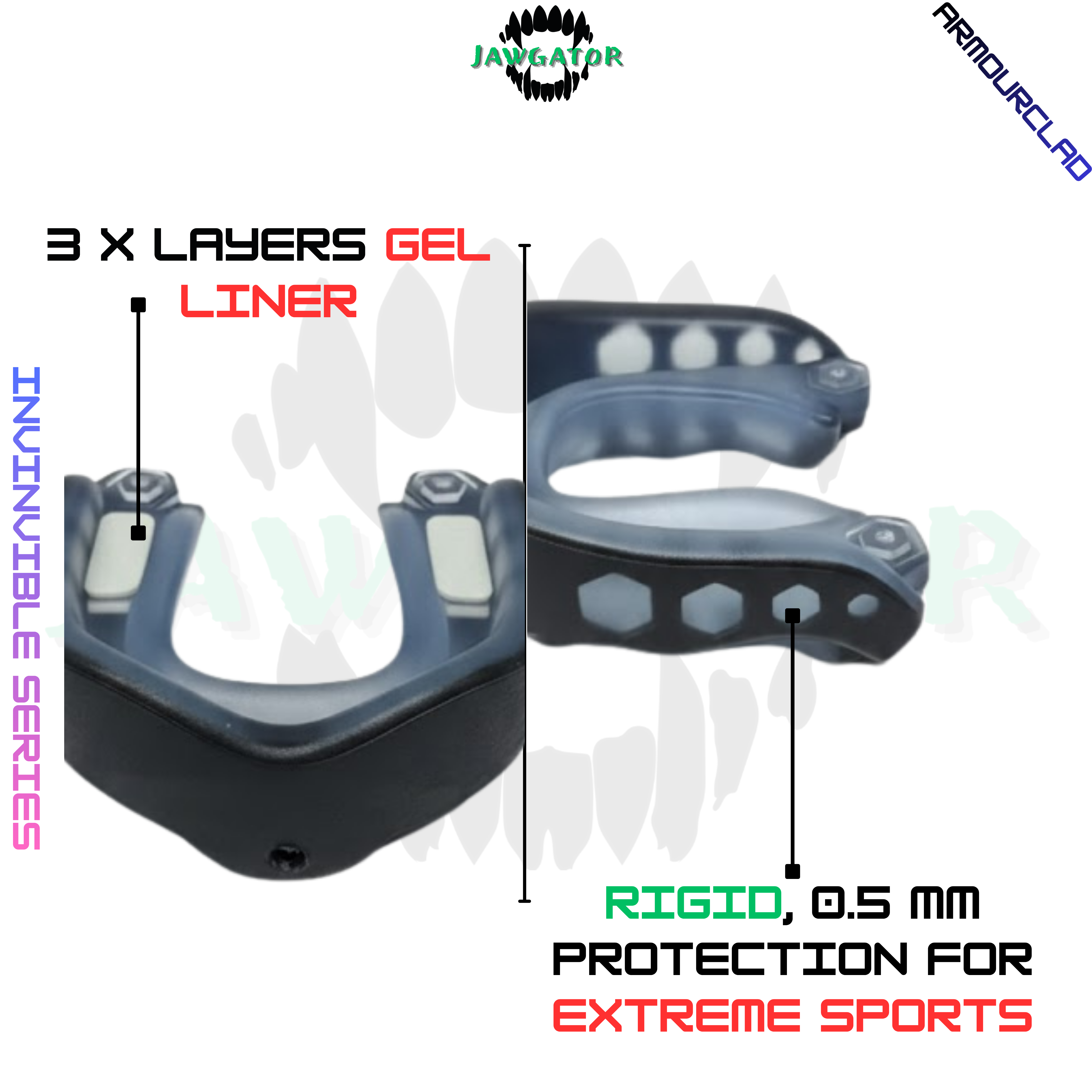 JAWGATOR ARMOUR CLAD - Invincible Mouthguard - Black